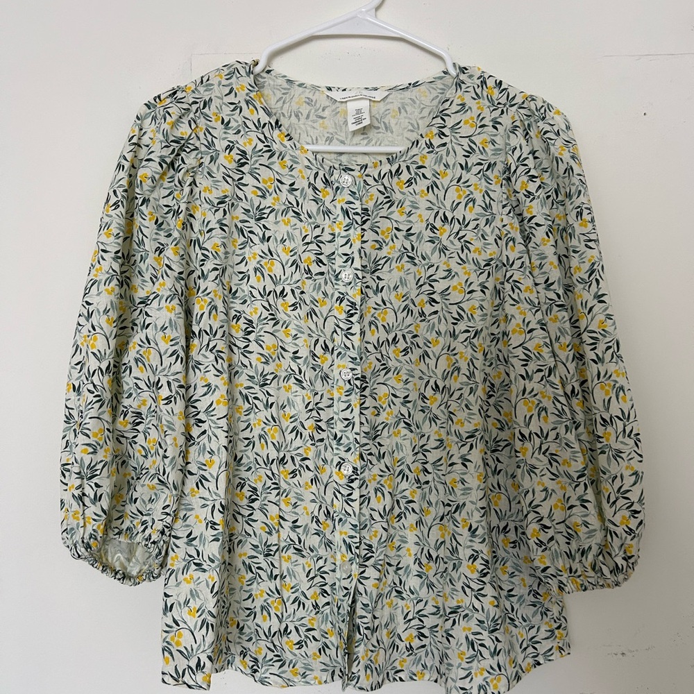 H&M Floral Blouse - Yellow and Green